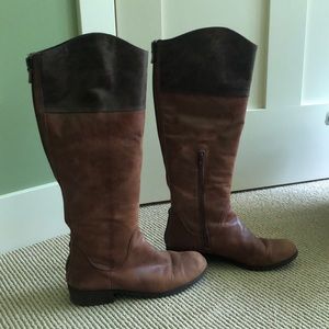 Brown leather riding boots